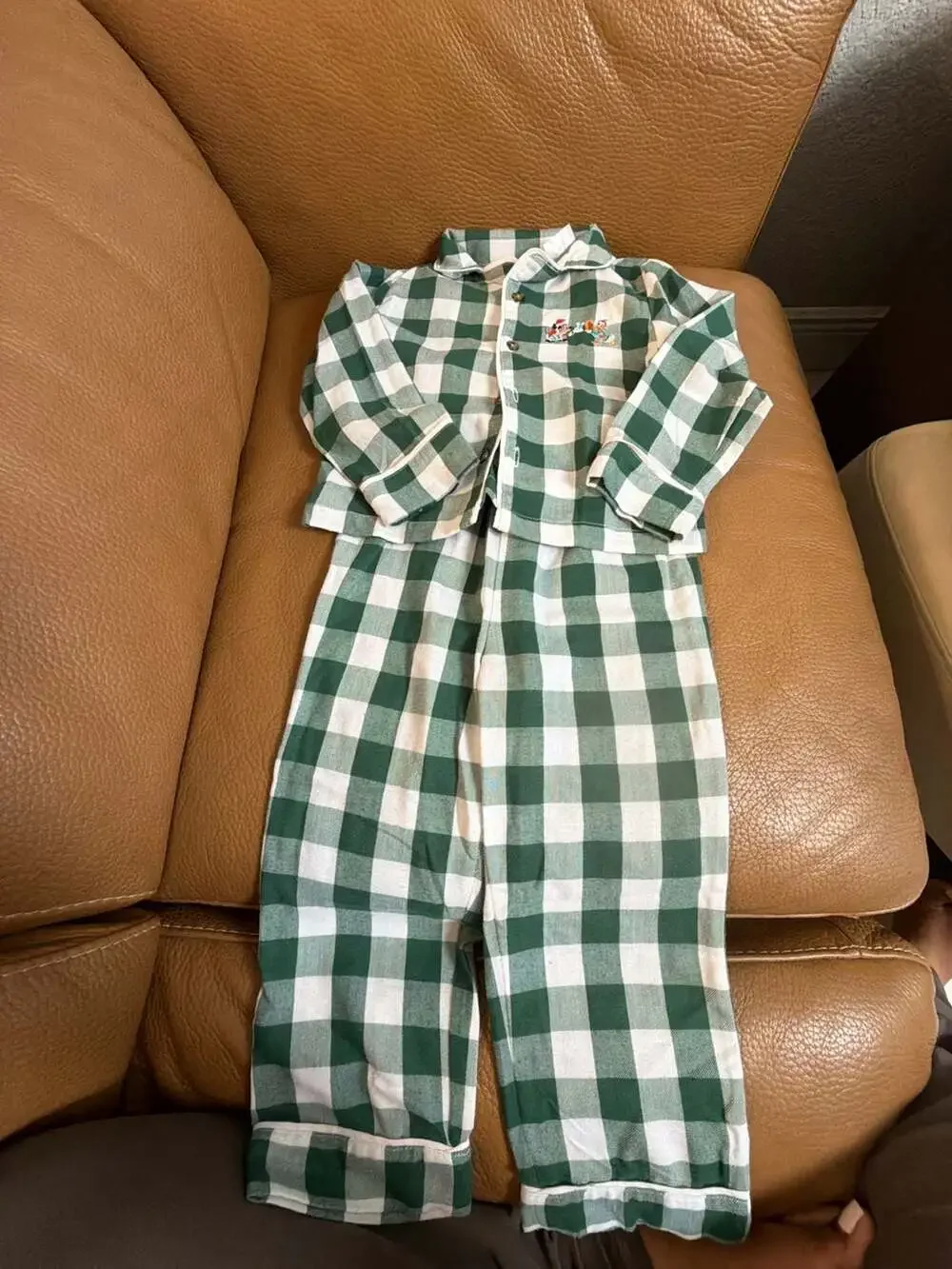 Disney Mickey Mouse & Donald Duck Plaid Pajamas Size 4 Green White